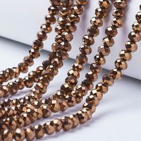 Electroplate Transparent Glass Beads Strands, Copper Plated, 4x3mm — Jewelry Beads