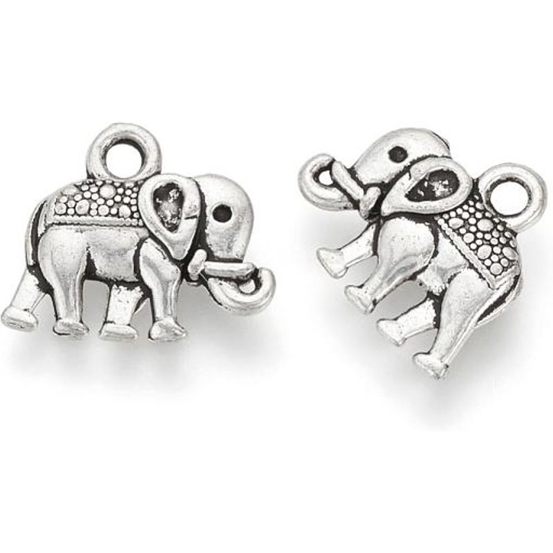 Charms en alliage style tibétain, éléphant, argent antique, 1140pcs/1000g — Breloques et pendentifs