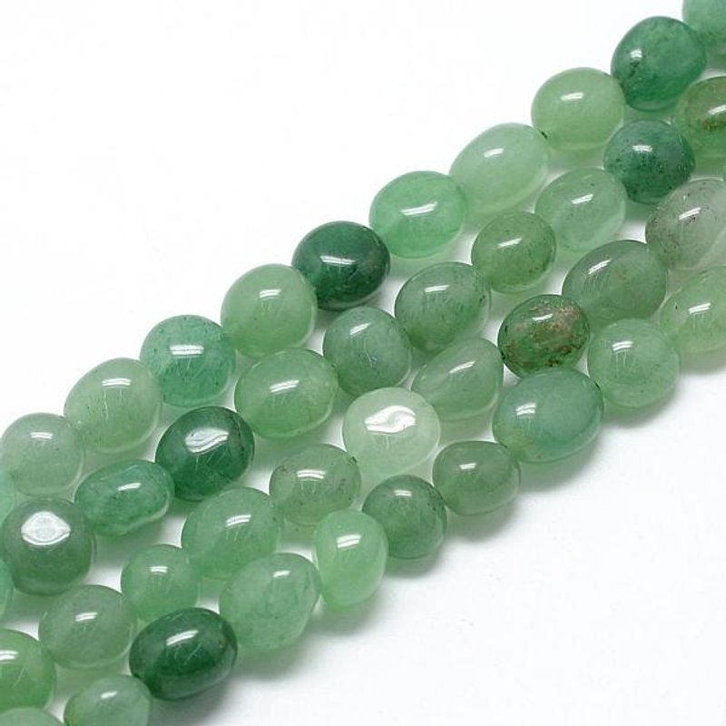Fils de perles d'aventurine verte naturelle, 30-45pcs, 15.7 pouces — Perles à bijoux