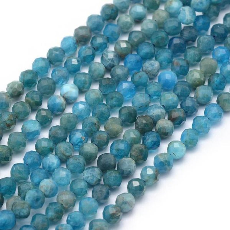 Brins de perles d'apatite naturelle, facettées, rondes, 2mm, 150pcs — Perles à bijoux