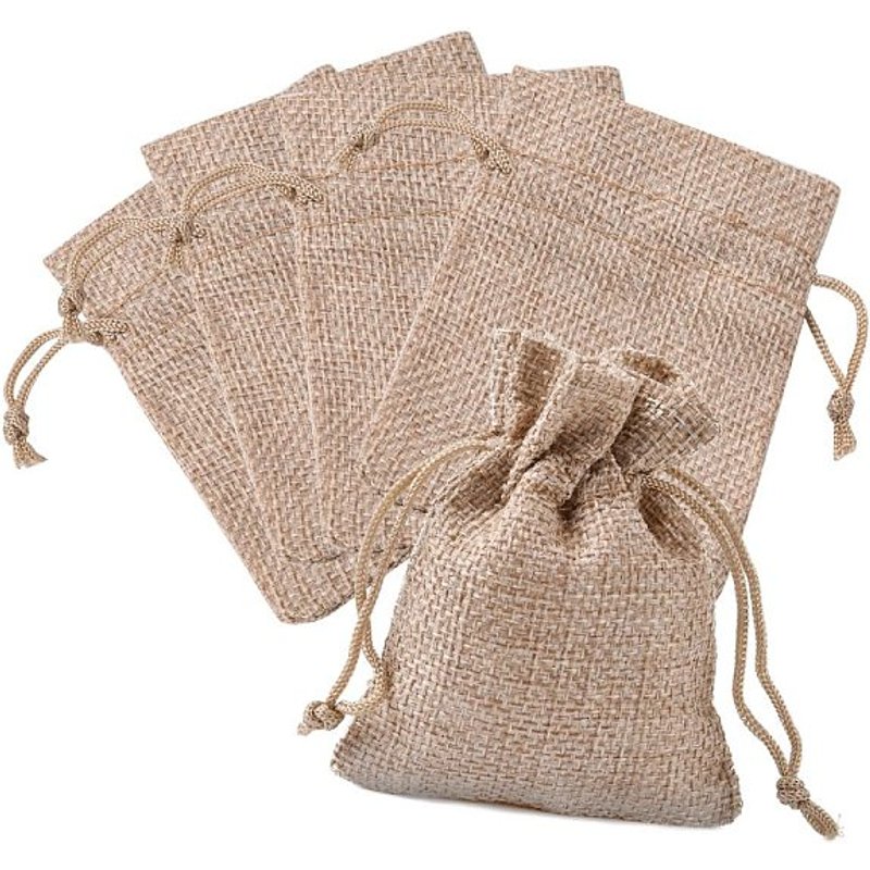 Burlap Packing Pouches Drawstring Bags, Dark Khaki, 9x7cm — Jewelry Display & Storage