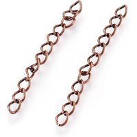 Iron Chain Extender with Curb Chains, Cadmium Free, Red Copper — Jewelry Findings
