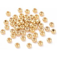 Perles rondes en acier inoxydable 304, plaquées or 24k, 6x5mm — Perles à bijoux