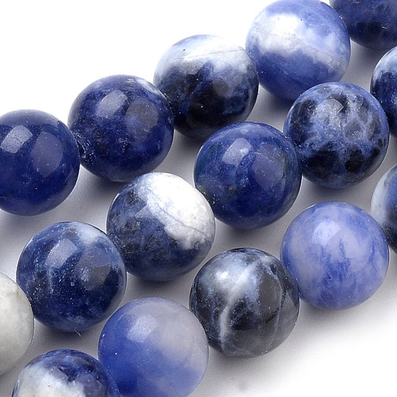Brins de perles de sodalite naturelle d'Afrique du Sud, rond, 8 mm — Perles à bijoux