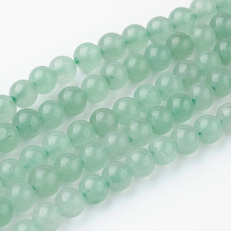 Brins de perles d'aventurine verte naturelle, rond, 6-6.5mm, 60pcs — Perles à bijoux