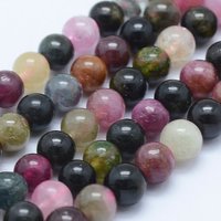 Natural Tourmaline Beads Strands, Round, 4mm, 90pcs/strand — Jewelry Beads