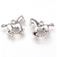 Pendentif en alliage de style tibétain, cheval, argent antique, 19x14x3mm — Breloques et pendentifs