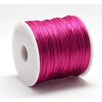 Nylon Rattail Satin Cord, Medium Violet Red, 1mm, 76.55 yards