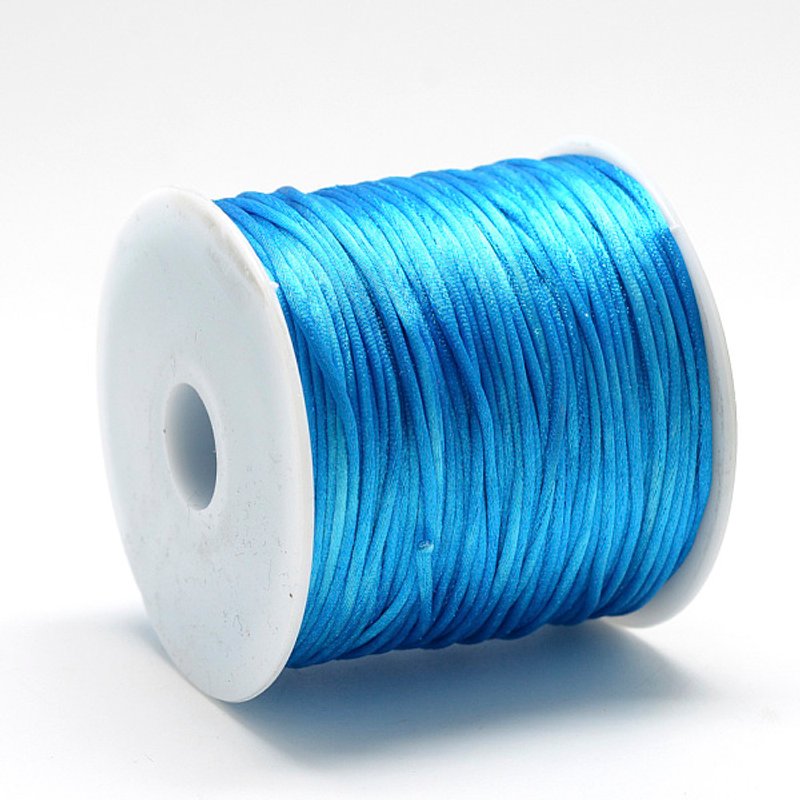Nylon Rattail Satin Cord, Dodger Blue, 1mm, 76.55 yards