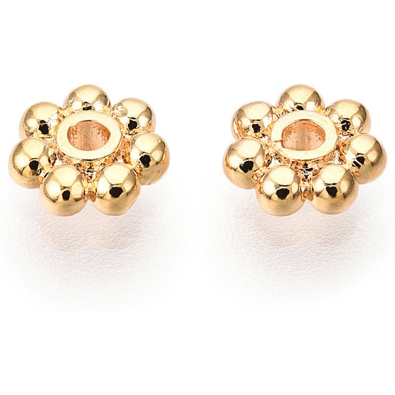 Perles Espaceuses Marguerite en Laiton, Sans Nickel, Plaqué Or 18K — Perles à bijoux