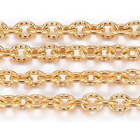 Ion Plating 304 Stainless Steel Textured Cable Chains, Golden, 10m