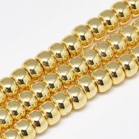 Electroplate Non-magnetic Synthetic Hematite Beads Strands, 6x4mm