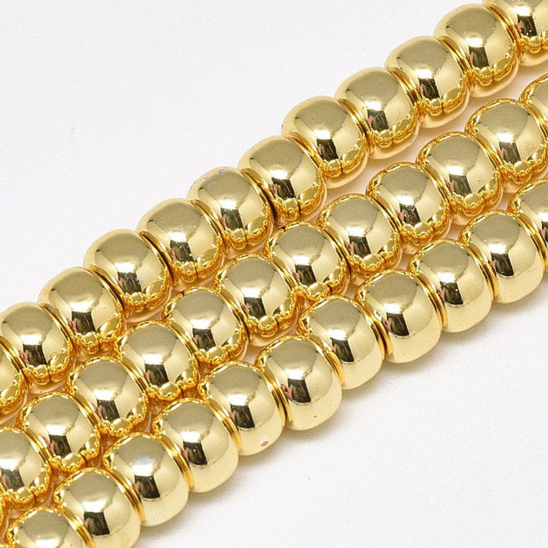 Electroplate Non-magnetic Synthetic Hematite Beads Strands, 6x4mm — Jewelry Beads