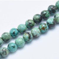 Fils de perles en turquoise africaine naturelle, rond, 6mm, 15 pouces