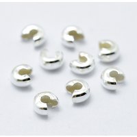 925 Sterling Silver Crimp Beads Cover, Silver, 4mm — Jewelry Beads