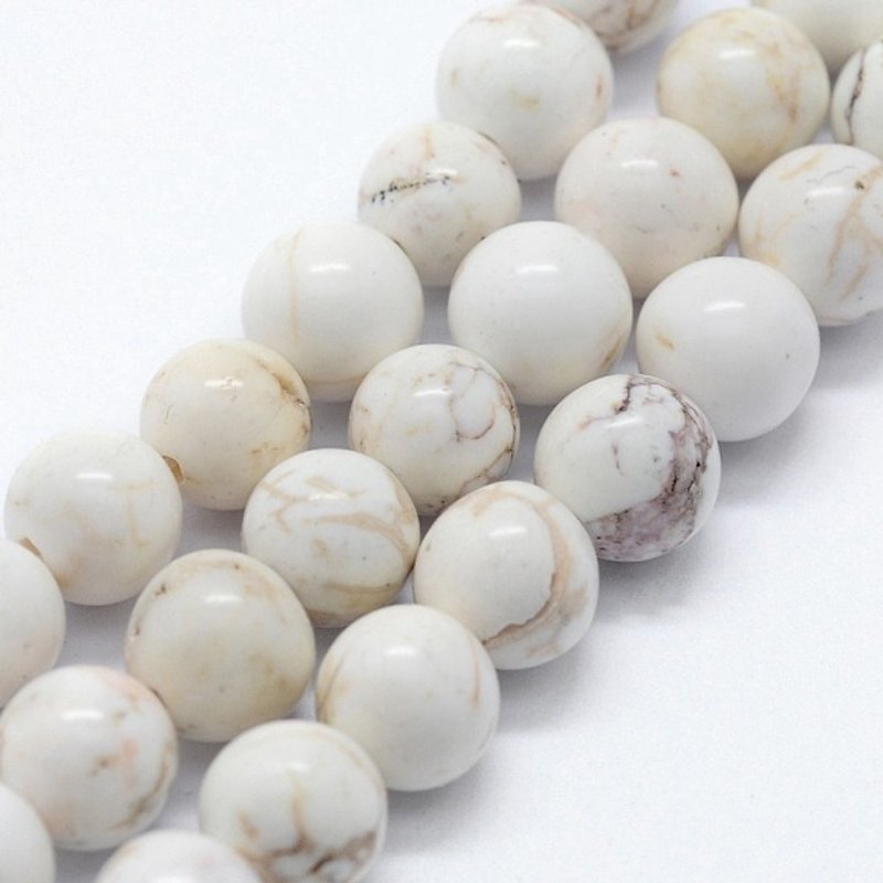 Brins de perles de magnésite naturelle, rondes, 8mm, 47pcs/brin — Perles à bijoux