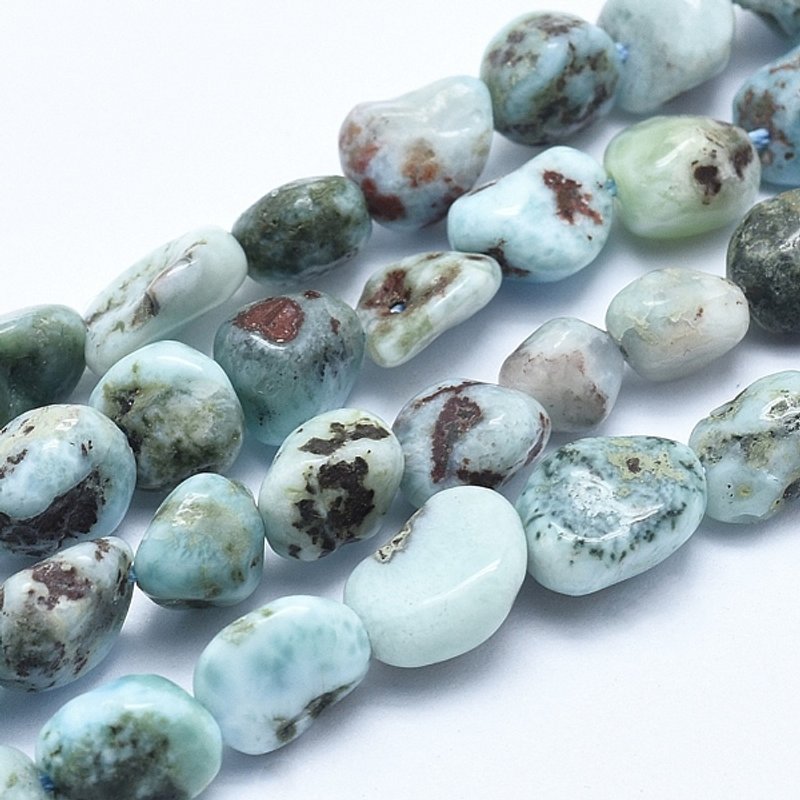 Natural Larimar Bead Strands, Tumbled Stone Nuggets, 5-8mm — Jewelry Beads