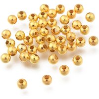 Iron Spacer Beads, Plated Round Golden, 4mm Diameter