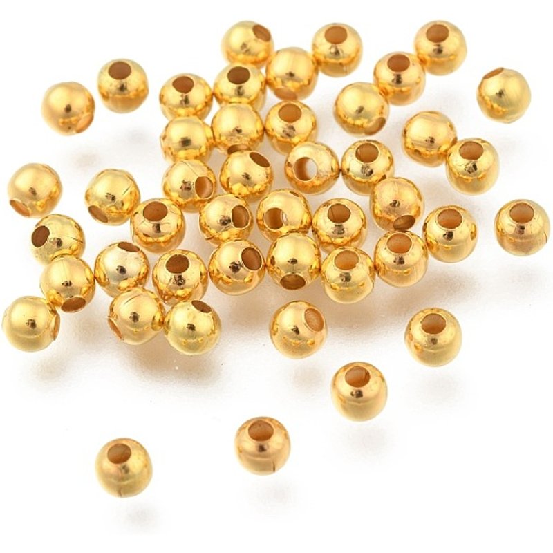 Perles Espacées en Fer, Rondes Dorées, 4mm de Diamètre — Perles à bijoux