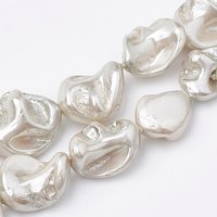 Brins de perles en coquillage, polies, en nugget, WhiteSmoke, 14,96 pouces — Perles à bijoux