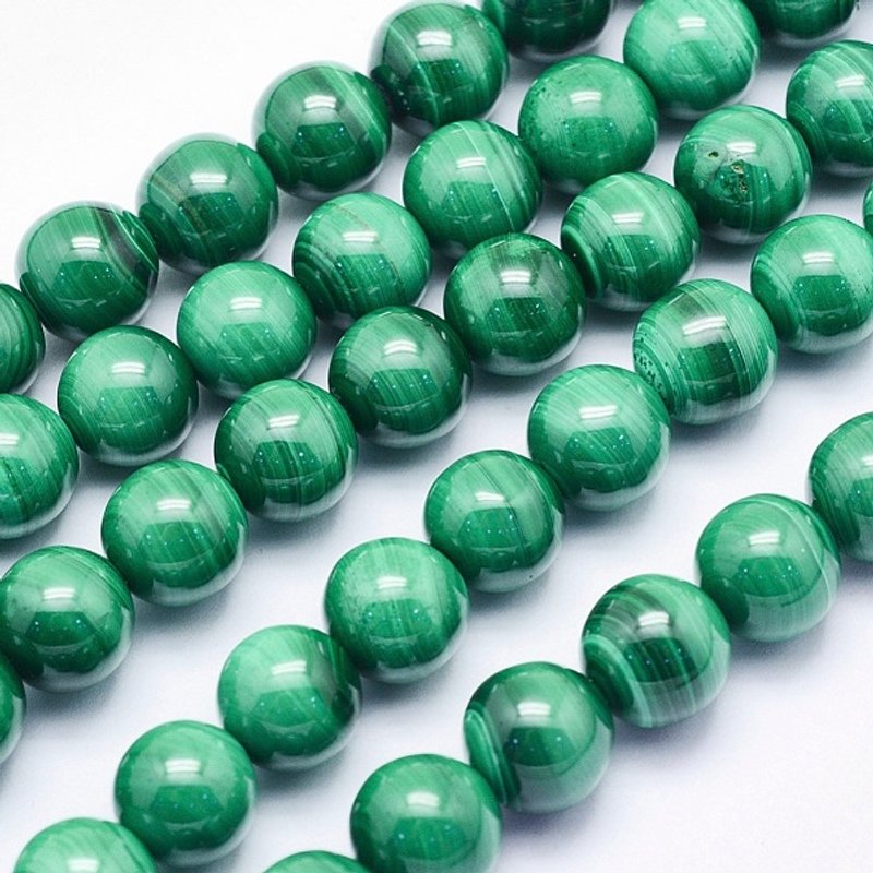 Brins de perles de malachite naturelle, rondes 8mm, 49pcs, 15.5 pouces — Perles à bijoux