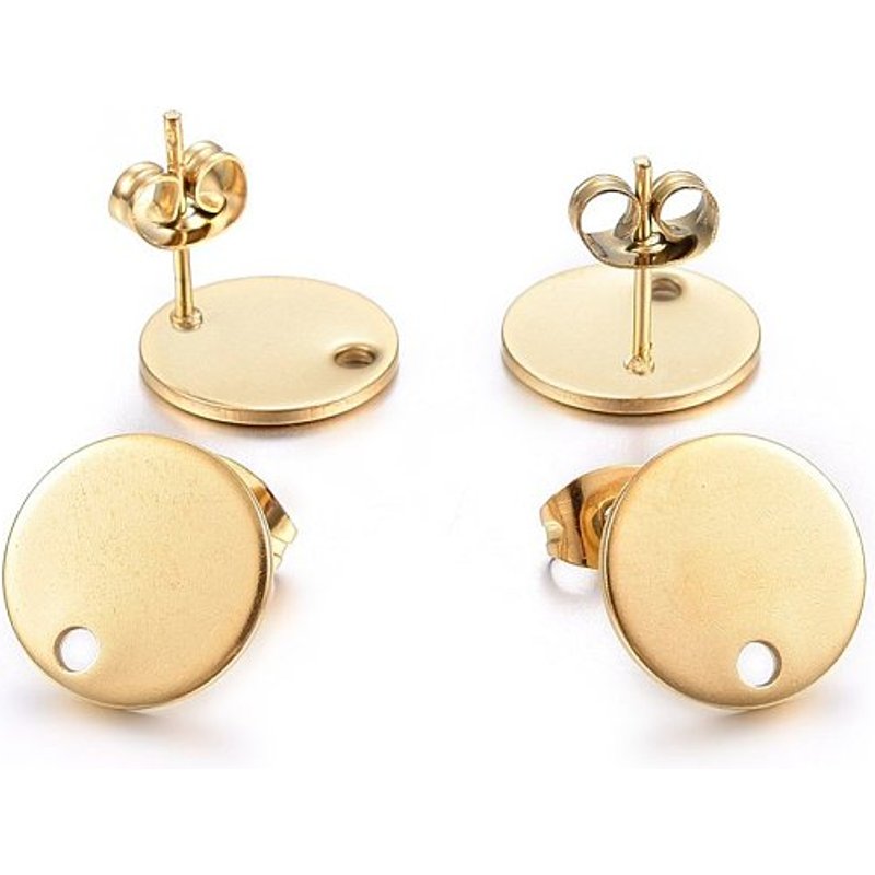 Ion Plating 304 Stainless Steel Stud Earring Findings with Loop — Jewelry Findings