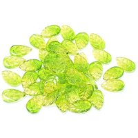 Pendentif en Verre Transparent, Feuille, Vert Jaune Bicolore — Breloques et pendentifs