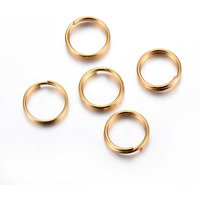 304 Stainless Steel Split Rings, Double Loops Jump Rings, 18K Gold Plated — Jewelry Findings