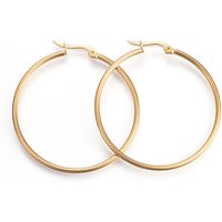 Boucles d'oreilles créoles grandes en acier inoxydable 201 - Design hypoallergénique doré — Boucles d'oreilles créoles