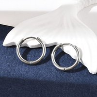 304 Stainless Steel Hoop Earrings, Huggie Style, 16mm Diameter — Hoop Earrings