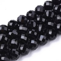Fil de perles de tourmaline noire naturelle, facettées rondes, 4-4.5mm — Perles à bijoux