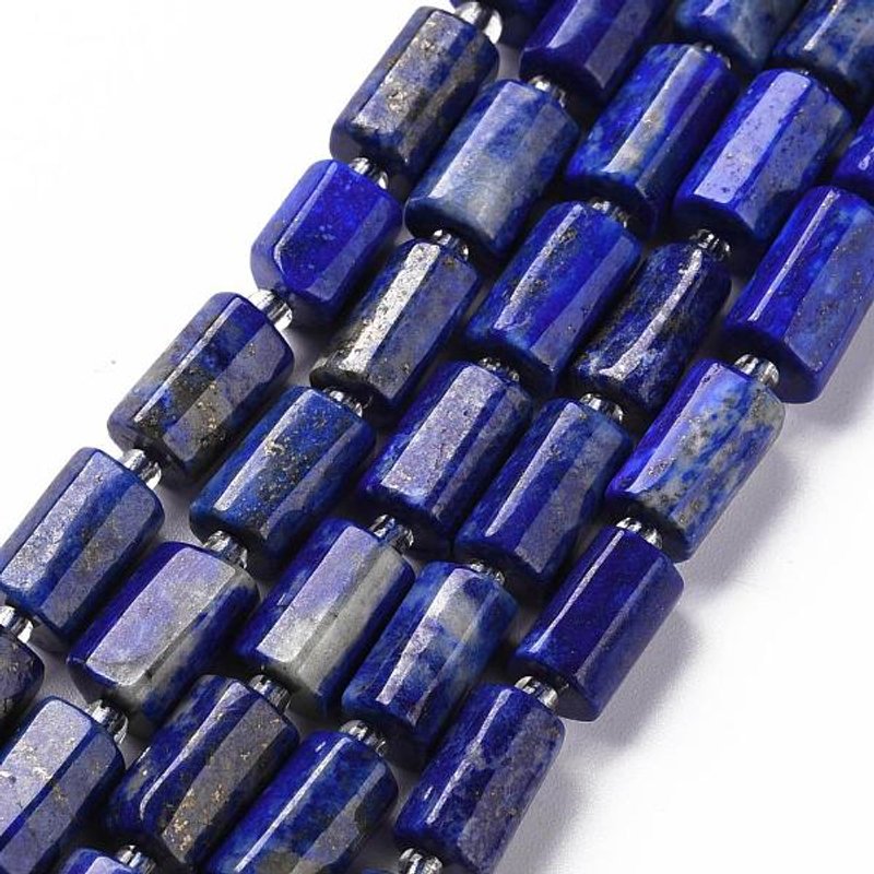 Natural Lapis Lazuli Beads Strands, Faceted Column, 8-11x6-8mm — Jewelry Beads