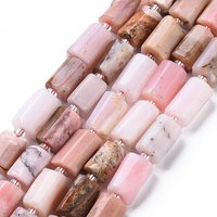 Brins de perles d'opale rose naturelle, colonne facettée, 8-11mm — Perles à bijoux