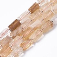 Brins de perles de citrine naturelle, facettées, colonne, 8-11x6-8mm — Perles à bijoux
