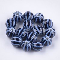 Perles en porcelaine marine bleue faites à la main, finition antique — Perles à bijoux