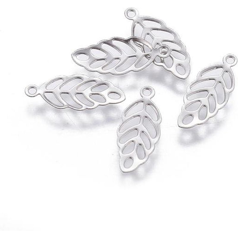 Tarnish Resistant 316 Stainless Steel Leaf Charm — Charms & Pendants