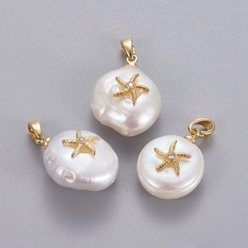 Pendants en perles d'eau douce cultivées naturelles avec motifs d'étoile de mer — Breloques et pendentifs