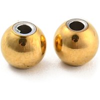 Perles Intercalaires Rondes en Acier Inoxydable 304 Plaquées Or 18K — Perles à bijoux
