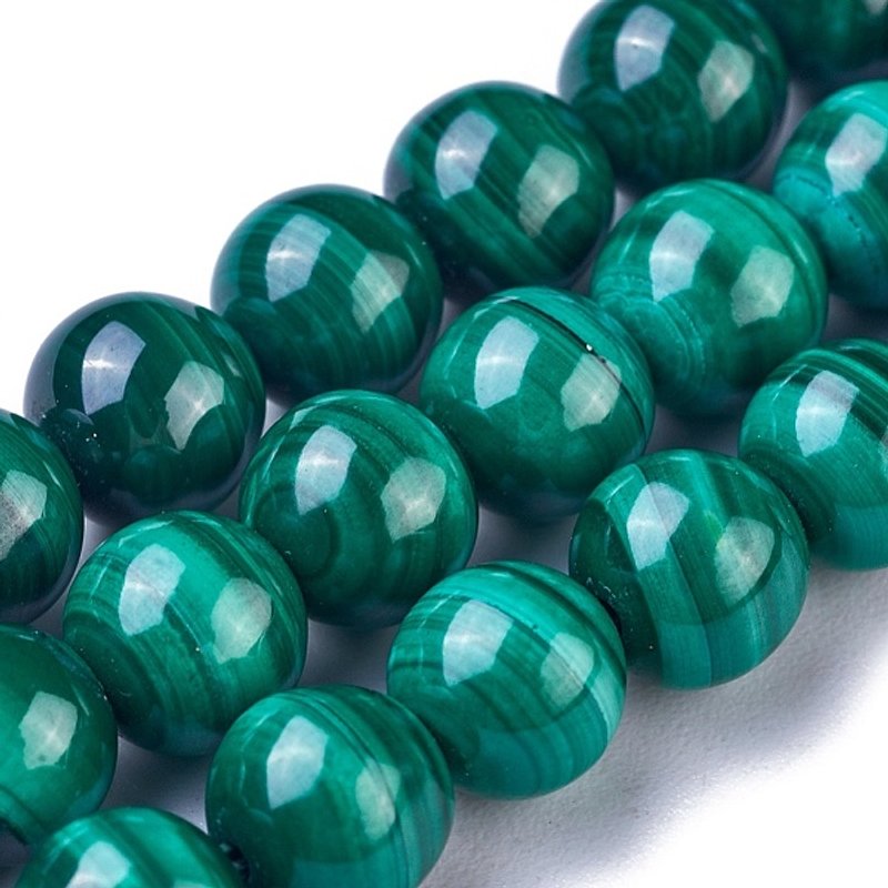 Brins de perles de malachite naturelle, rondes, 6mm, 70-72pcs/brin — Perles à bijoux