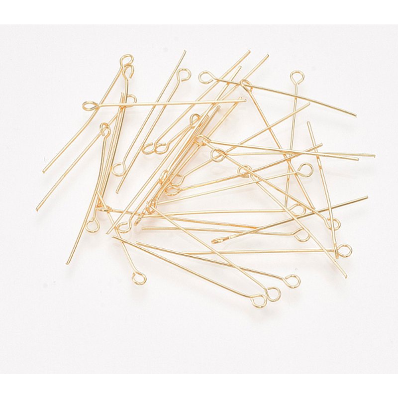 Épingles à œil en laiton, plaquées or 18K, 30x0.5mm, trou 1.6mm — Accessoires pour bijoux