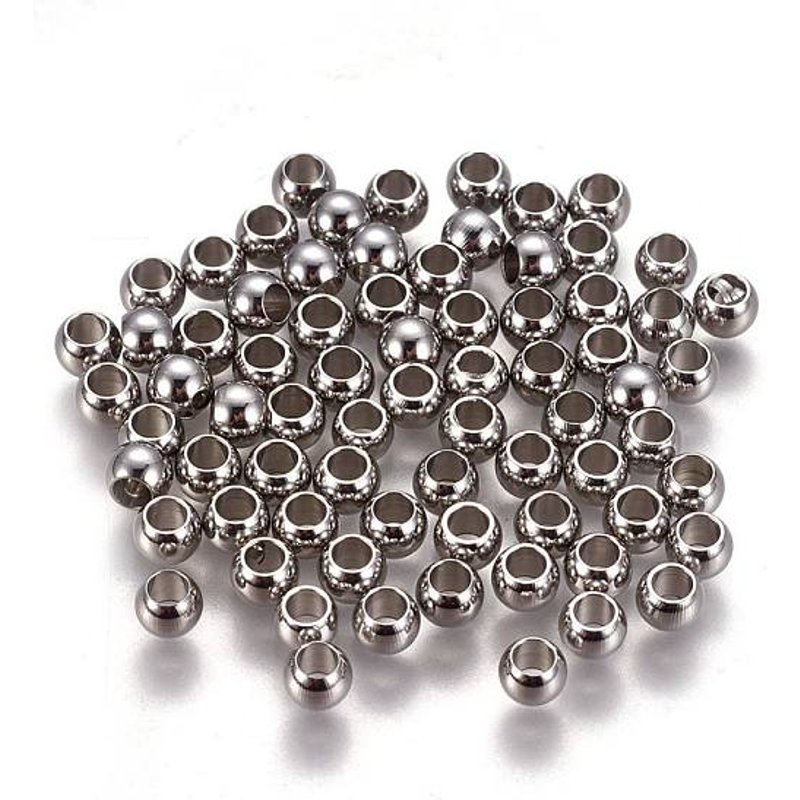 Perles Intercalaires Rondes en Acier Inoxydable 304, Résistantes au ternissement, 4x3mm — Perles à bijoux
