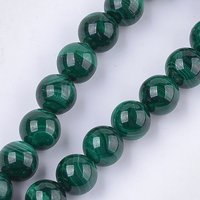Natural Malachite Beads Strands, Grade A, Round, 10mm — Jewelry Beads