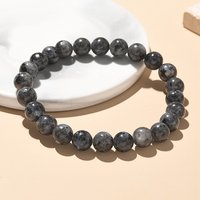 Bracelet Élastique en Perles de Larvikite Naturel, Perles de 8mm