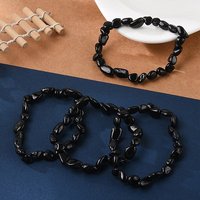 Bracelet Élastique en Pierre Tourmaline Noire Naturelle — Bracelet Femme