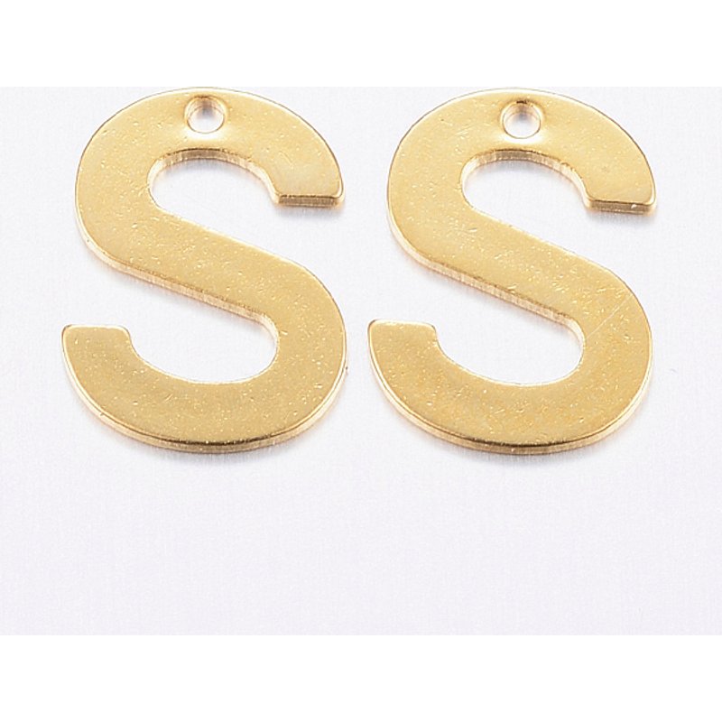 Charm en Acier Inoxydable Lettre S, Plaqué Or 18K — Breloques et pendentifs