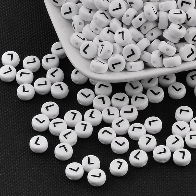 Acrylic Letter Beads, Flat Round, Horizontal Hole, 7x4mm — Jewelry Beads