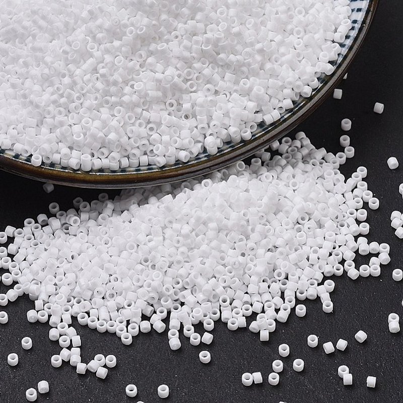 Perles Miyuki Delica, Blanc Mat, 11/0, Cylindre, DB0351 — Perles à bijoux