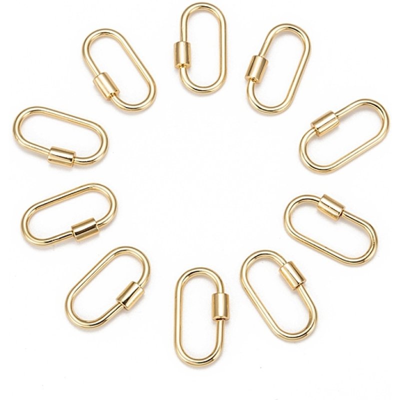 Brass Screw Carabiner Lock Charms for Necklace Making — Jewelry Findings