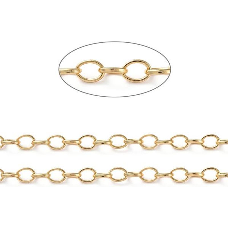 Brass Cable Chains, Soldered, 18K Gold Plated, 16.4 Feet — Chains, Wire & Cord