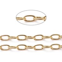 Brass Paperclip Chains, Elongated Cable Chains, 18K Gold Plated — Chains, Wire & Cord